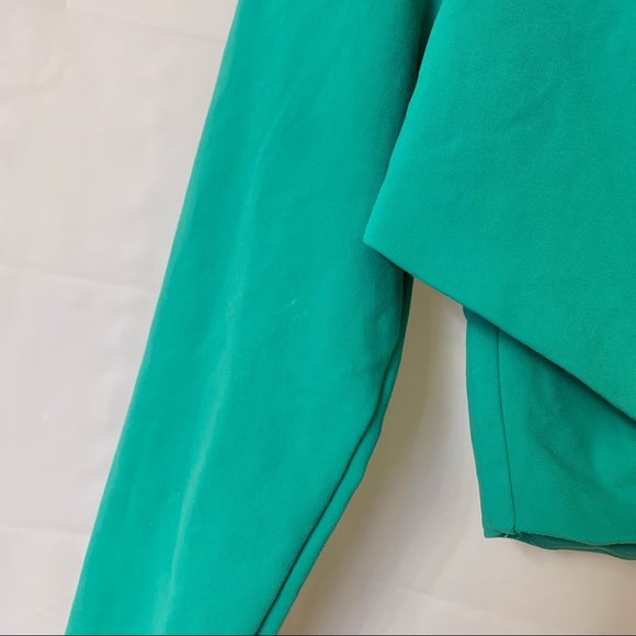 Bebe Mint Green Crossover Crop Top Long Sleeve - Picture 2 of 12